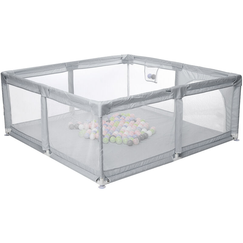 LIFEZEAL Grand Parc Bébé 200x180x68cm Vert - Centre D'Activité Avec 50 Balles, Ventouses Et Anneaux