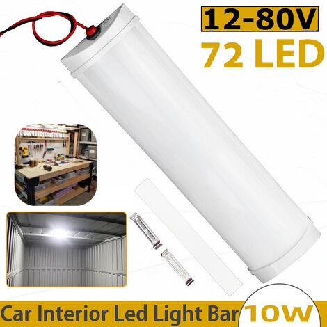 Barre LED 12V/24V Pour Voiture - Éclairage Intérieur Puissant, 72 LEDs, Blanc Froid, Facile à Installer