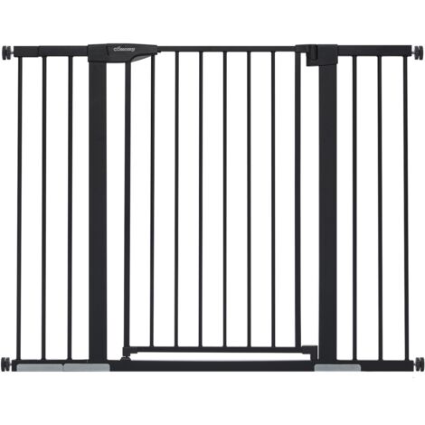 Insma – Barrière de sécurité extensible pour escalier – Système de double verrouillage – Installation facile sans outil – H.91 cm L.75-124 cm noir