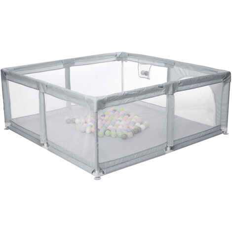 Parc bébé pliable 150 x 150 x 55 cm – Barrière de sécurité en polyester Oxford – Parois en maille pour ventilation – Accès par porte à fermeture éclair – Drillpro - GIRS 150 X