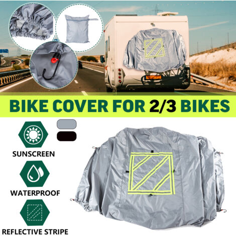 Housse de protection pour 2-3 vélos – Panneau réfléchissant – Tissu Oxford 420D – Étanche et anti-poussière – Pour camping-car (gris)