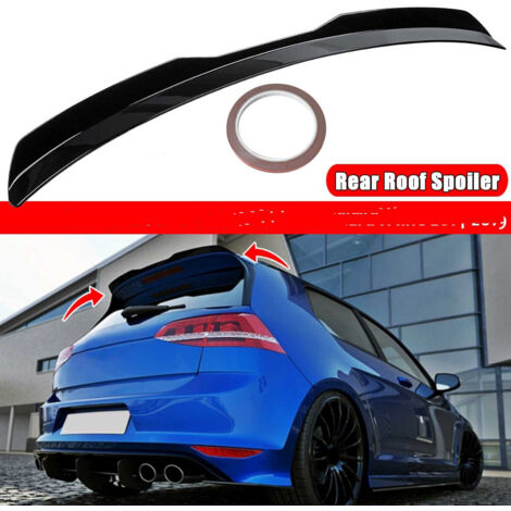 Aileron de toit arrière pour Volkswagen Golf 7 MK7.5 VII R-line 2014-2019 – Becquet noir brillant en plastique – Installation facile – Dmtool