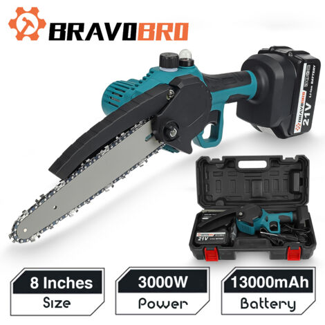 3000W 21V 8 Pouces Scie électrique tronçonneuse avec 1/2 batterie huile de pulvérisation Outil de travail du bois rechargeable pour Makita 18V Batterie