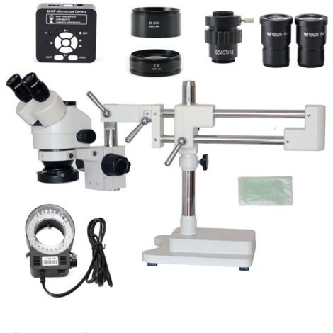 MUSTOOL 3.5X 7X 45X 90X Microscope stéréo trinoculaire à double bras et zoom simultané + caméra microscope 41MP pour la réparation des circuits imprimés dans l'industrie