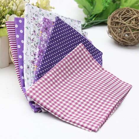 50x50cm 100% Coton VIOLET Série 7 Fat Quarters Assortiment de Tissus de Couette en Coton Prédécoupés