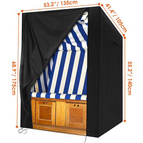 Housse De Protection Pour Chaise De Plage OFFCUP - Tissu Oxford 210D, 135x105x175/140 Cm, Résistante UV/Pluie, Zip