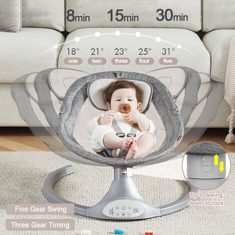 Fantablau Kimbosmart Baby Swing - Transat Électrique Rose - Chaise Haute -  5 Vitesses - Musique Bluetooth