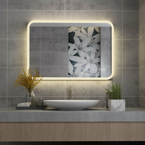 LISA Miroir led 80x60cm Miroir lumineux de salle de bains avec