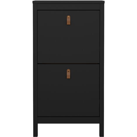 Shoe Cabinet 2 flap doors Matt Black Barcelona