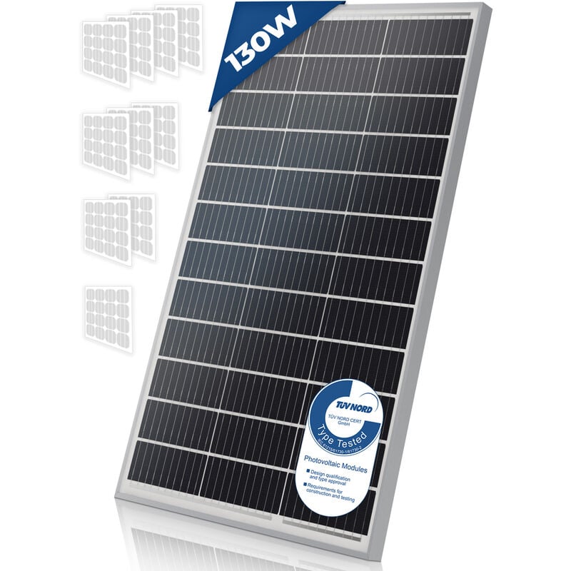 Solarpanel Monokristallin - 130 W, 18 V für 12 V Batterien