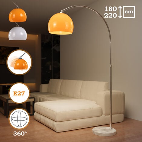 Jago® Bogenleuchte - Höhenverstellbar, 145-220 cm, 1 x E27, max. 60W / LED,  Orange, für Wohnzimmer,