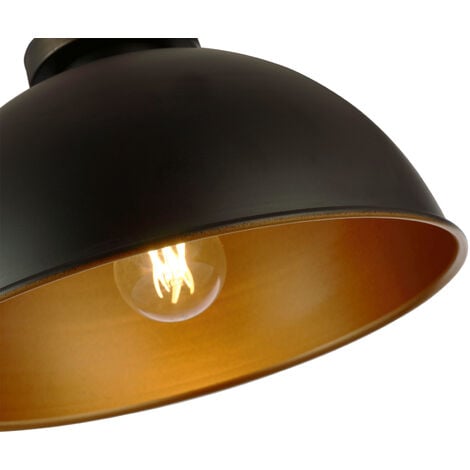 Jago® Deckenleuchte mit Lampenschirm - LED, E27, 60W, IP20, Rund, Ø 31 cm,  Metall, Schwarz, Gold,