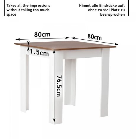 MIADOMODO® Esstisch - Quadratisch, 80x80x76,5 cm, für 4 Personen, aus MDF, Platte in Braun, Klein - Küchentisch, Esszimmertisch, Speisetisch, Tisch für Homeoffice, Wohnzimmer