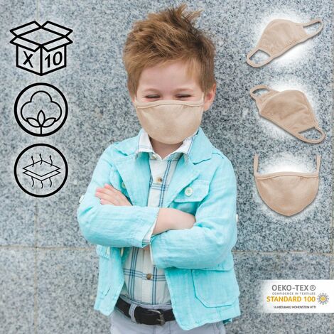 Jago® Gesichtsmaske für Kinder – 10er Pack, 3-8 Jahren, Reine Baumwolle