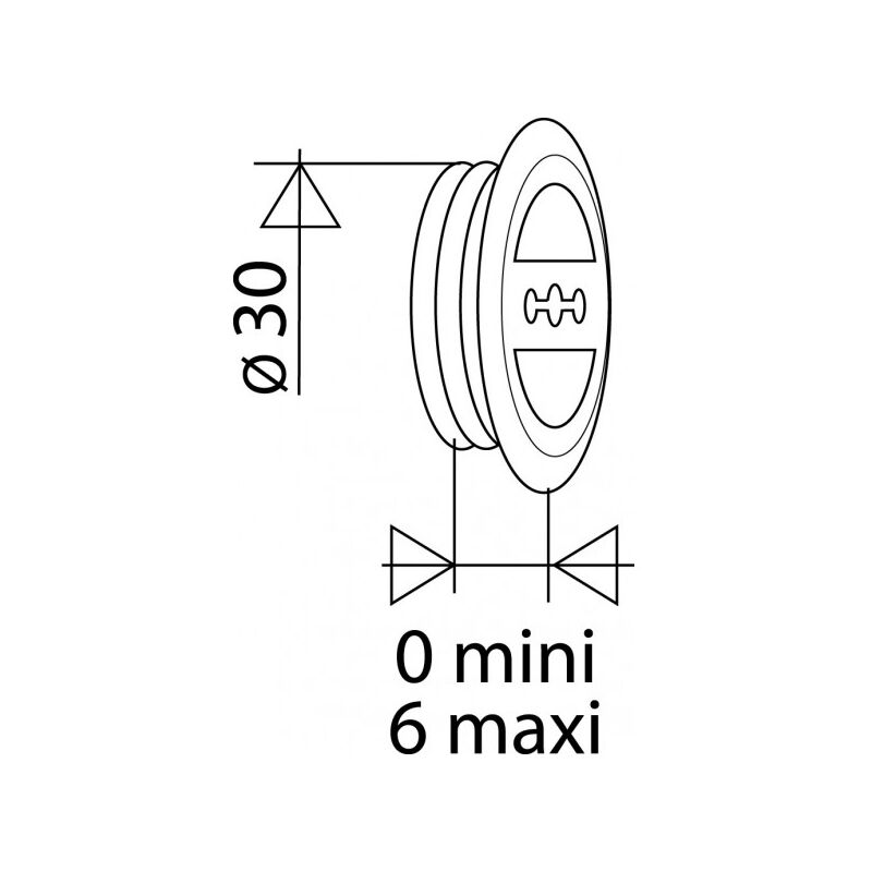 Enjoliveur de trop-plein plastique chromé D.24 mm, longueur 35 mm VALENTIN