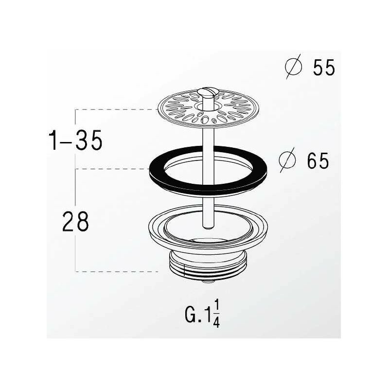 NICOLL - Bonde de lavabo automatique à tirette avec clapet recouvrant - Ø  63 mm Réf. 0201005