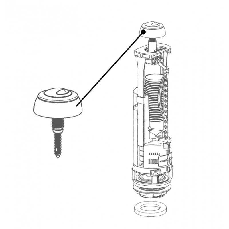 Soupape à Double Poussoir Calmeo 95L - Mécanisme Chasse D'Eau Réglable Et Universel