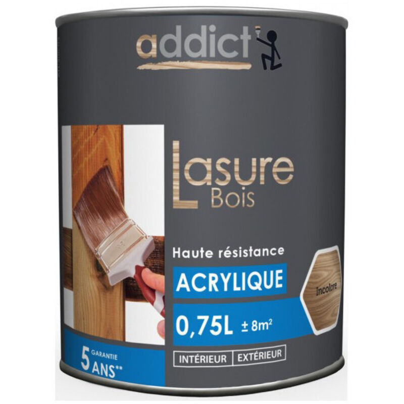 Lasure bois acrylique 0.75L, incolore.