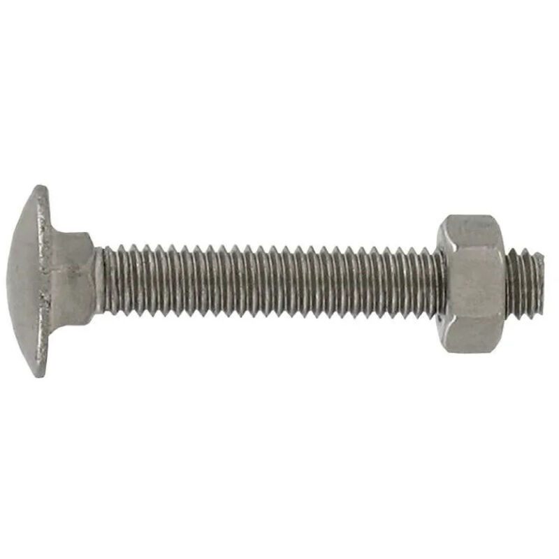 Boulon tête ronde à collet carré en inox A2 6x40mm, 4 pièces.