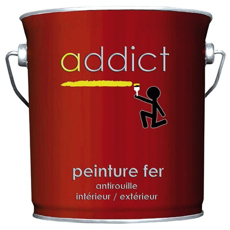 Peinture fer glycéro antirouille, gris anthracite brillant, 2,5 litre intérieur et extérieur Addict Peinture.