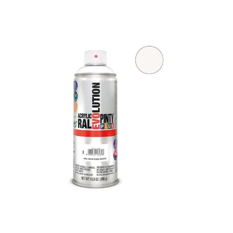 Bombe de peinture mate blanc RAL9010, 400ml.