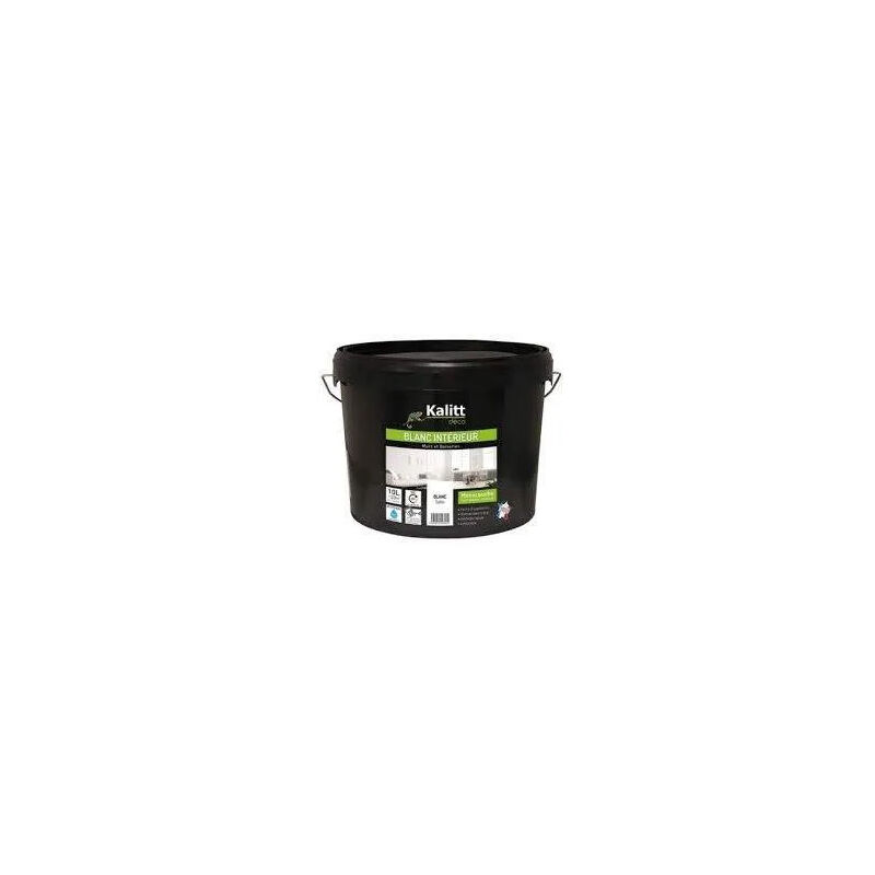 Peinture mur et plafond mono couche acrylique satin blanc 10L, KALITT