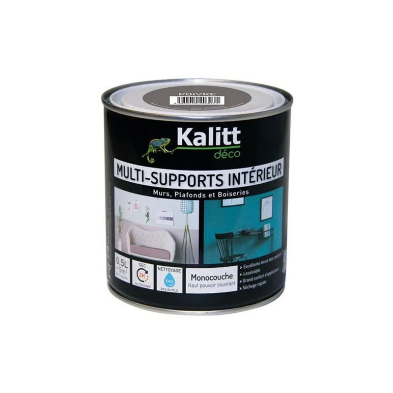 Peinture multi support satin poivre 0.5 litre