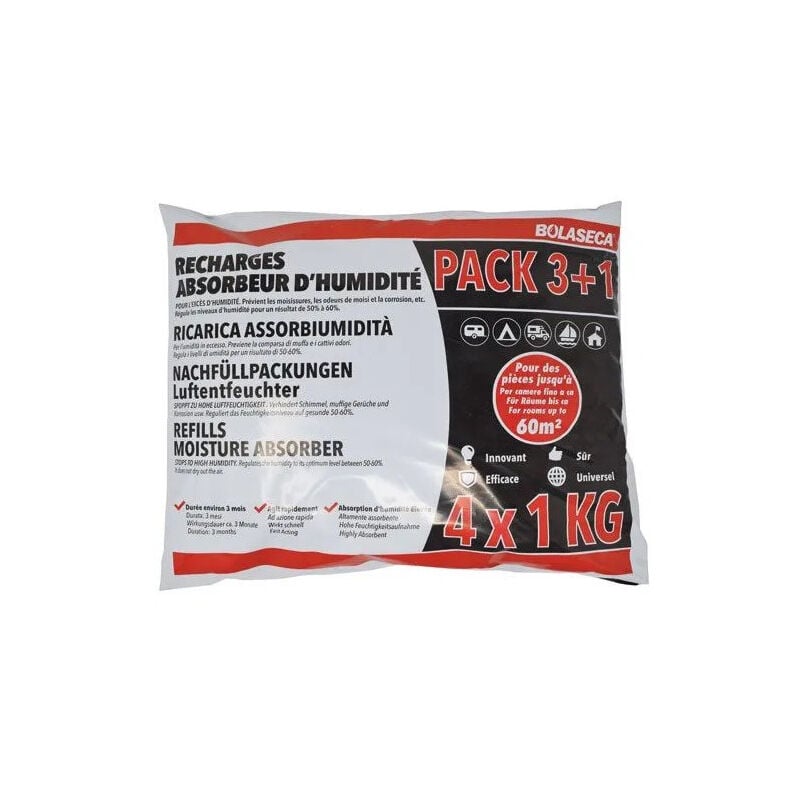 Recharge absorbeur d'humidité 4 fois 1kg