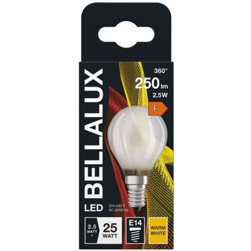 Ampoule LED dépolie sphère E14, 2.5W, blanc chaud. Bellalux