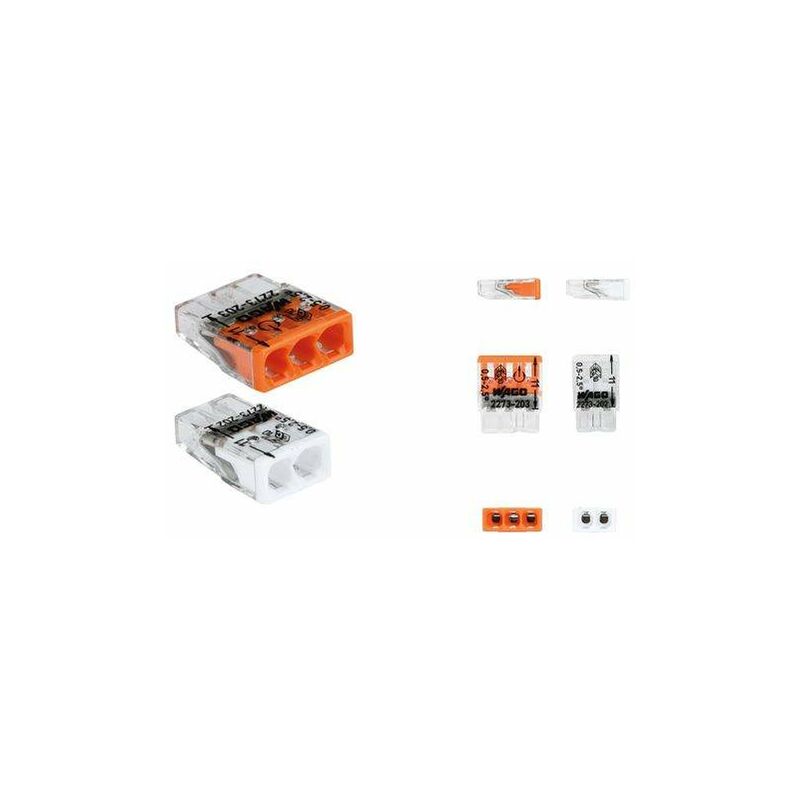 Capri - Lot connecteurs à levier 2, 3 et 5 entrées - fil rigide ou