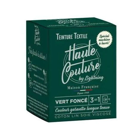 Teinture haute couture verte 350g – Formule longue tenue pour coton, lin, soie – Résultat riche et durable – Usage machine ou à la main – Lightning (1/6)