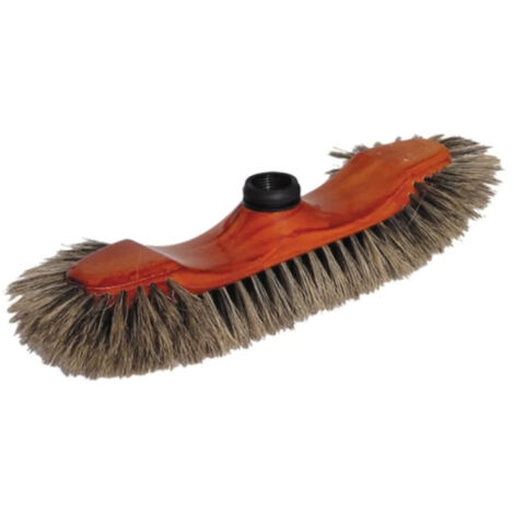 Balai à poussière 1/2 tête soie grise – Pour sols lisses – Douille vis intégrée – Monture verni teck – Brosserie Thomas