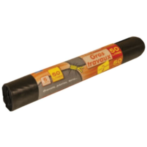 Lot de 5 sacs poubelle 50 L renforcés 100 microns Noirs (1/3)