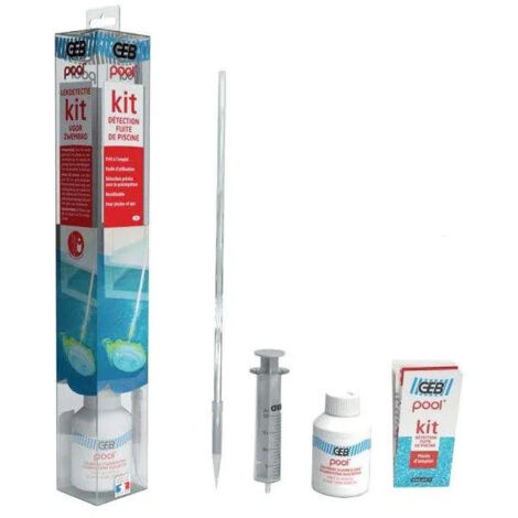 GEB – Kit de détection de fuite de piscine 80mL – Testeur d'eau compatible chlore, sel, brome – 26 doses pour contrôle étanchéité