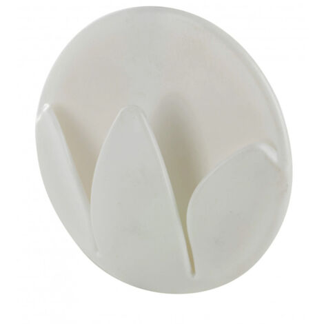 Crochet pince torchon adhésif D.60mm, P.12mm, plastique blanc, 2 pièces.