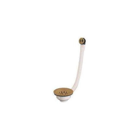 Valentin – Bonde de lavabo à panier manuel avec trop-plein – Diamètre 113 mm – Raccordement 40x49 – Plastique – Finition Terre de France