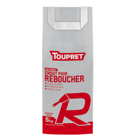 Enduit rebouchage intérieur en poudre 5kg blanc, TOUPRET