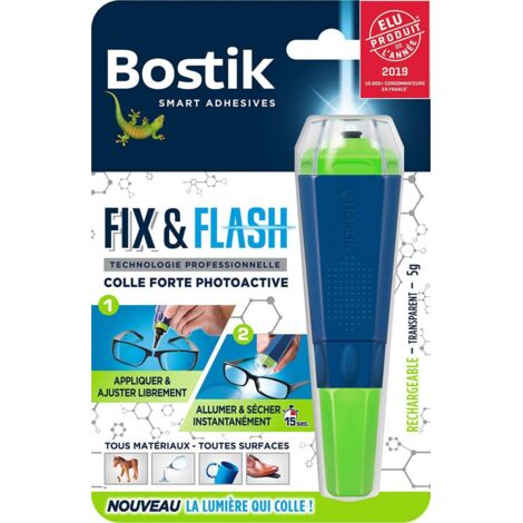 Bostik – Colle multi-usage Fix and Flash – Collage instantané sur tous matériaux – Technologie UV – Tube 5g rechargeable (1/7)