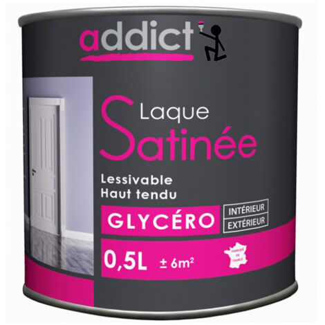 Peinture laquée glycéro satinée 0,5L – Pour boiseries et supports métalliques – Finition décorative et protectrice – Lavable et souple – Addict