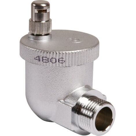 Thermador – Purgeur d'air équerre automatique – Filetage mâle 1/2'' – Corps laiton chromé – Compatible radiateurs fonte, acier, aluminium