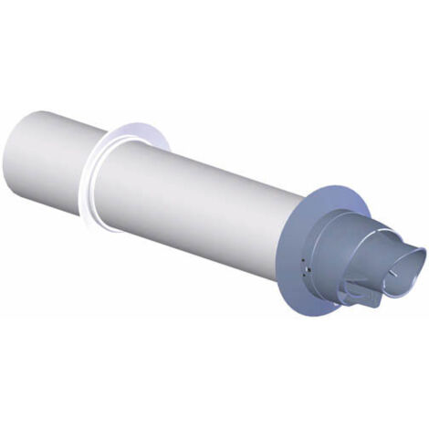 TEN – Raccord fumisterie terminal horizontal concentrique 80/125mm – Polypropylène gris – Pour chaudière ventouse gaz et fioul – Température max 120°C