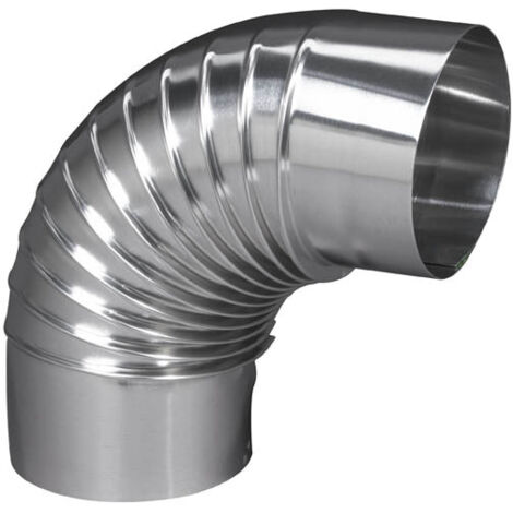 TEN – Coude EQ90° plissé aluminium Ø153 – Raccord fumisterie – Emboîtement 6 cm – Angle 90° – Qualité A5 99,5