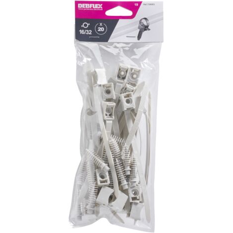 DEBFLEX - COLLIER AVEC EMBASE Ø16 A 32 MM + CHEVILLE GRIS SACHET DE 20 - 709083