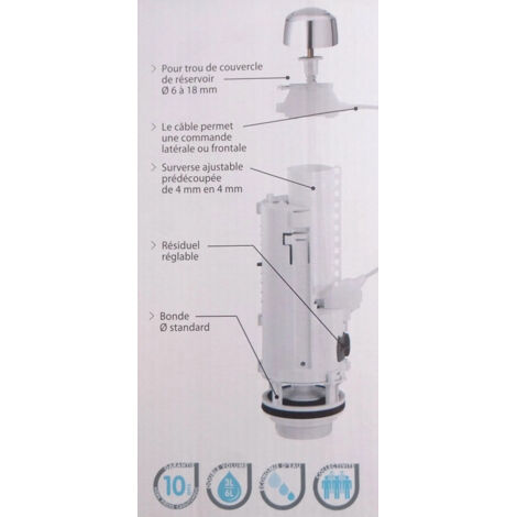 Bouton Chasse D'Eau Siamp Skipper 45 Doré - Double Chasse Remplacement Robuste