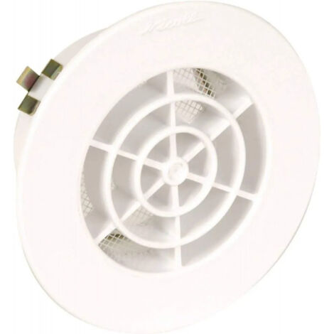 Nicoll – Grille aération VMC ronde Ø106 mm avec moustiquaire – Pour tube Ø80 mm – Résine de synthèse renforcée – Installation à clipser