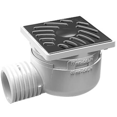 Nicoll – Siphon de sol avec grille inox – Sortie horizontale – Pour espaces confinés – Adaptateur inclus