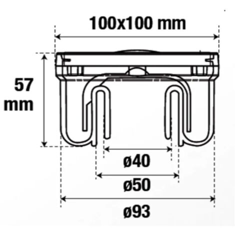 Siphonnette avec grille inox 10 x 10 cm, emboitement Ø50/40 mm,