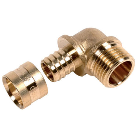 Raccord PER à glissement 12 mm coudé 90°, Mâle 3/8" (12x17)