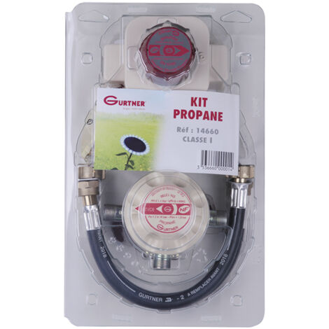 Gurtner – Kit propane 2 bouteilles avec inverseur automatique – Détendeur gaz 37 mbar – Débit 1,3 kg/h – Norme NF pour installation conforme