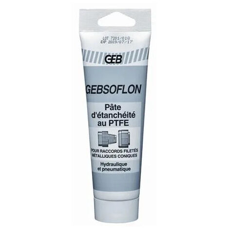 GEB – Pâte à joint PTFE pour filetage métallique – Étanchéité jusqu'à 40 bars – Température de -18°C à +260°C – Contenance 125 ml